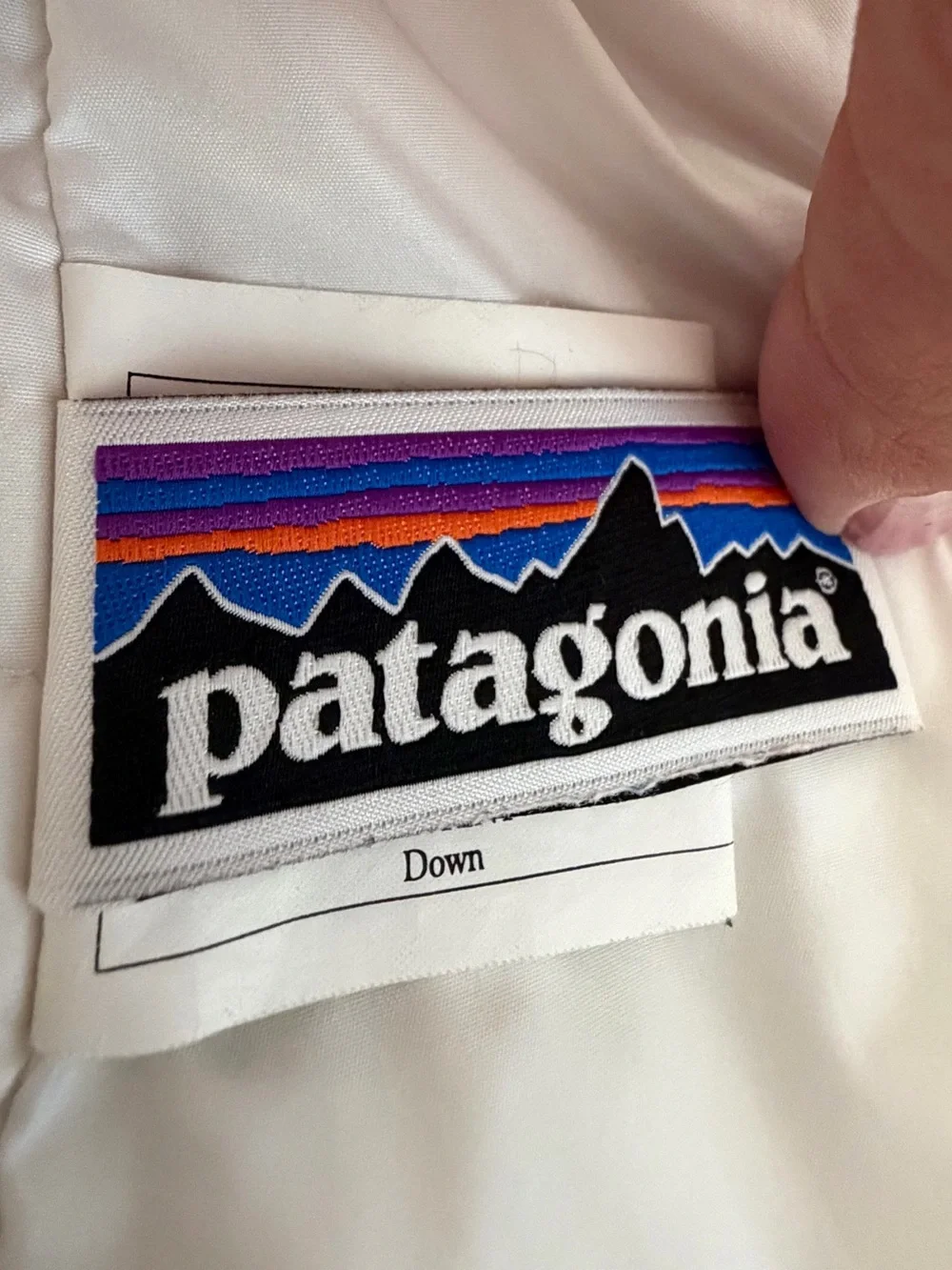 Patagonia Girls XL (14-16) Down Jacket Off White Birch Full Zip Puffer